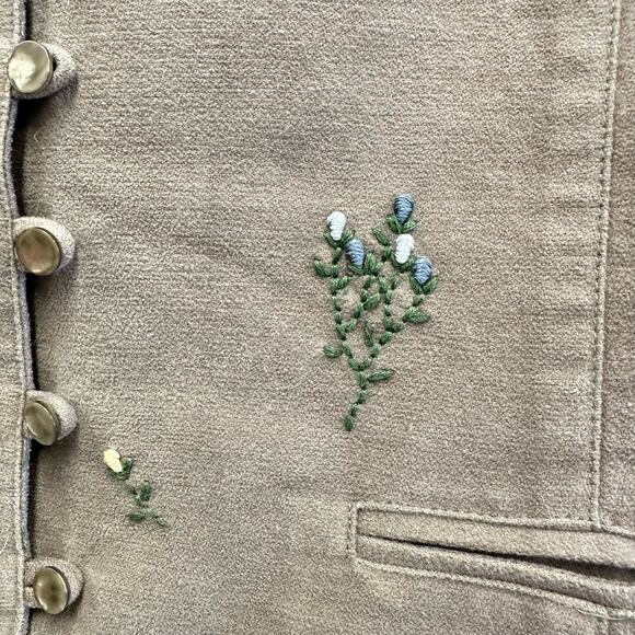 Talbots vintage 90s velour embroidered vest size small cottagecore - Picture 5 of 16